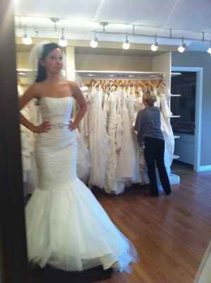 Picked up my dress!! Not sure about the neckline... Need opinons!