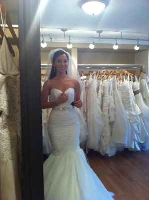 Picked up my dress!! Not sure about the neckline... Need opinons!