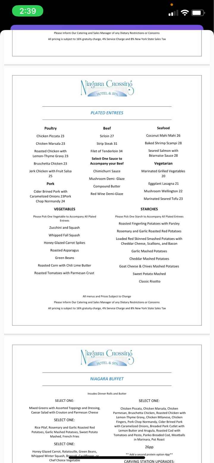 Buffalo Bride - Venue changed food pricing last minute - 1