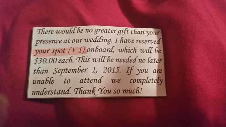 Paying to go to someone else's wedding...