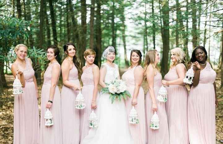 Bridesmaids carrying bouquets alternative