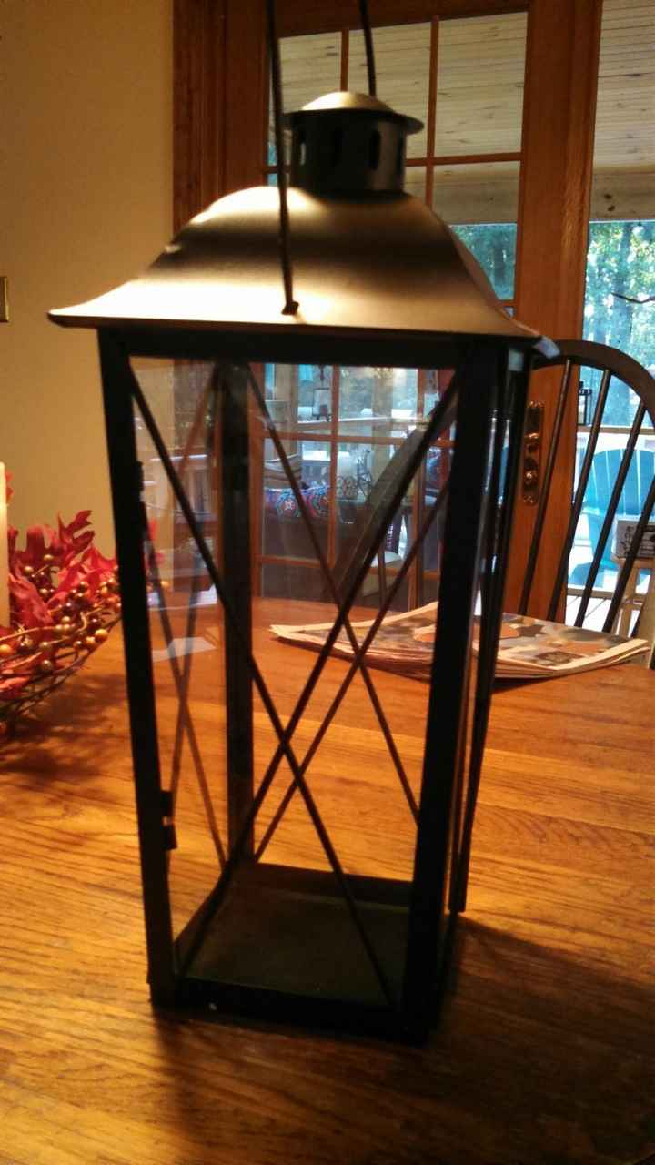 Metal lantern for aisle decor