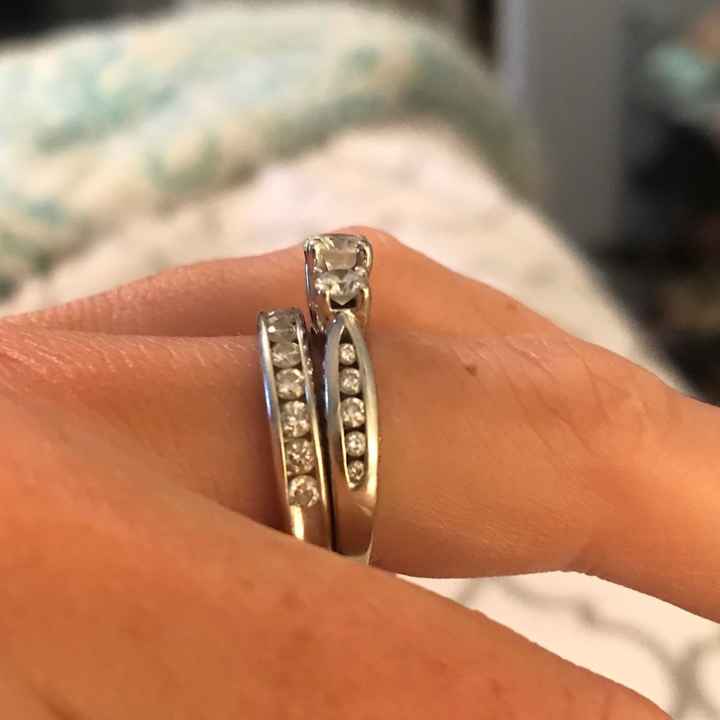 Band with 3-stone engagement ring?