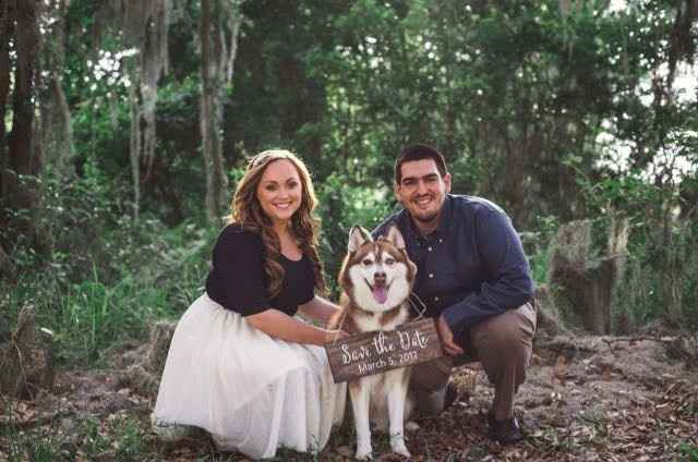 Fur babies with engagement/wedding photos