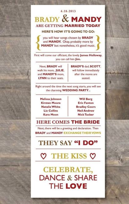 Wedding Program Dilemma