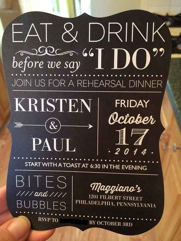 Rehearsal Dinner invites...