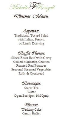 Menu Sample Layout