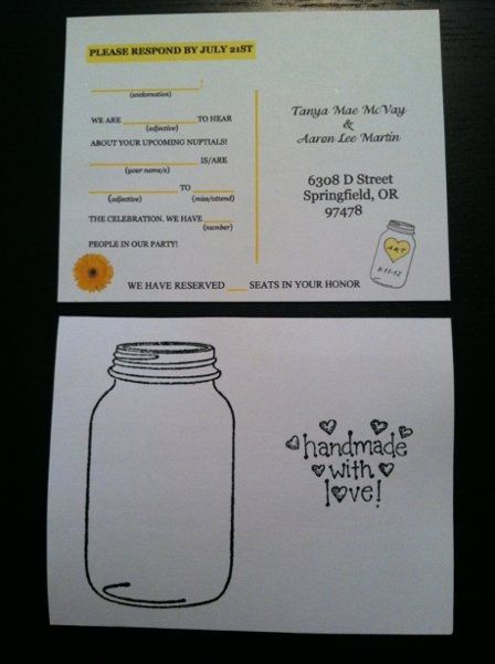 DIY invites & Mad Lib RSVPs-opinions please :)