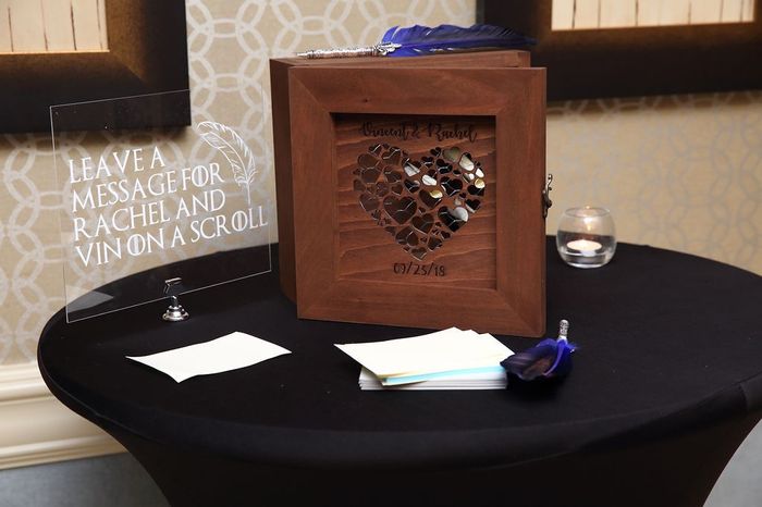 Our guest book with one of my DIY signs