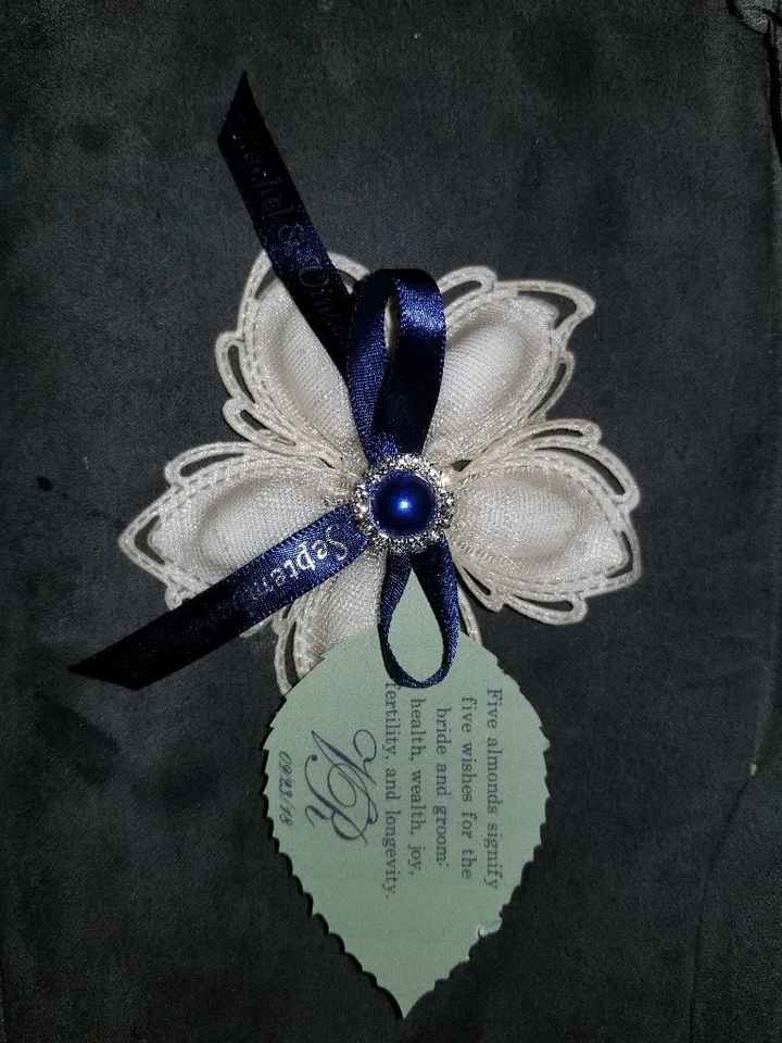 Jordan Almond Flowers with DIY tag