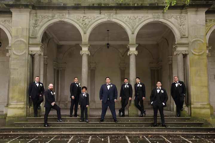 The men-folk braving the rain