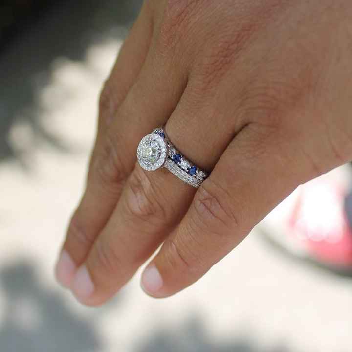 Wedding bands with different colored stones
