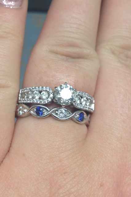 Wedding bands with different colored stones