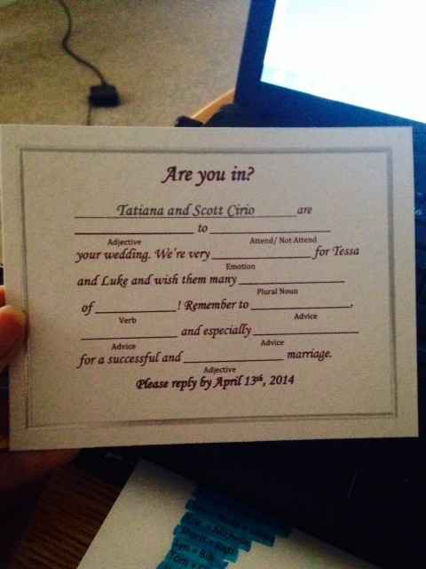 Ok I think we are finally done with the invites/rsvp. PICS