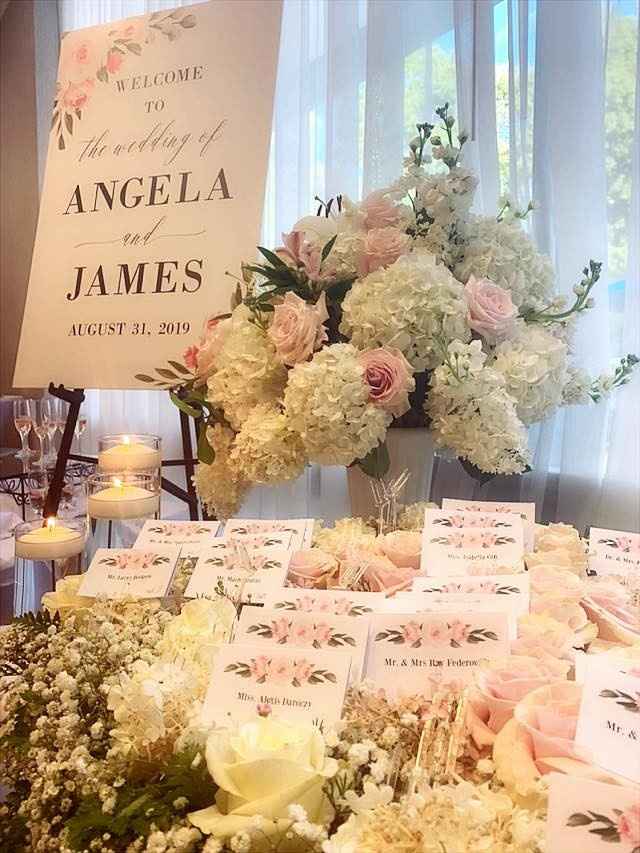 Card Table, Welcome sign and flowers