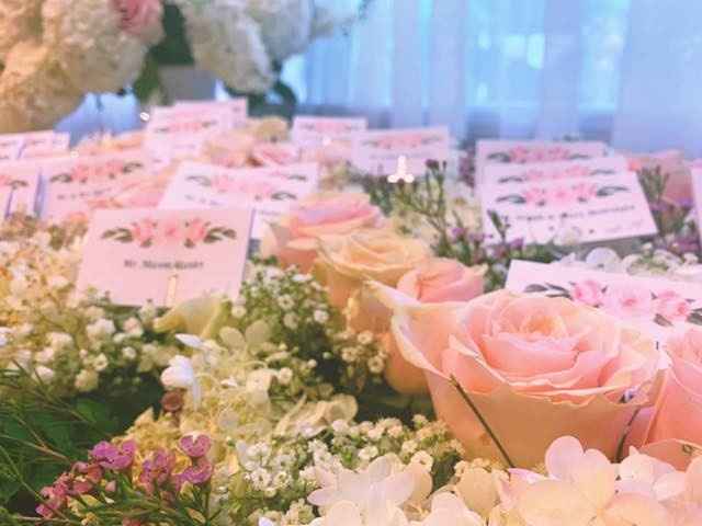 Place card table and flowers