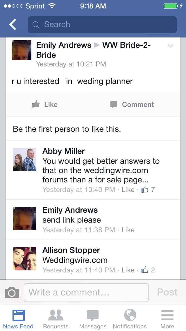 Annddd the drama llama has reached WW Bride-2-Bride. lol