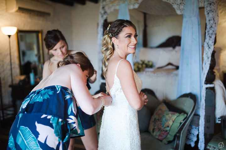 Buttoning up my dress