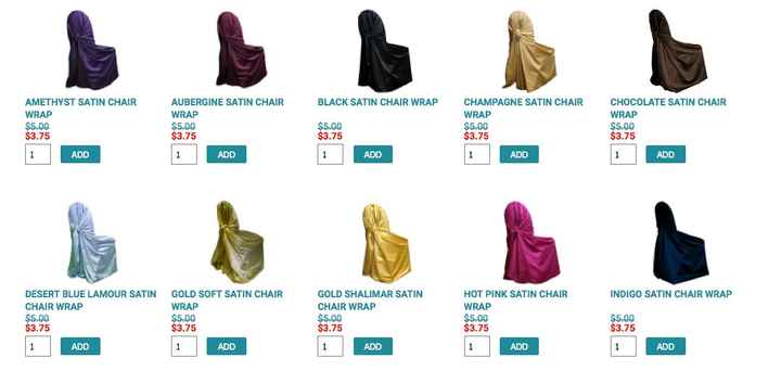 Chair covers for ceremony/reception