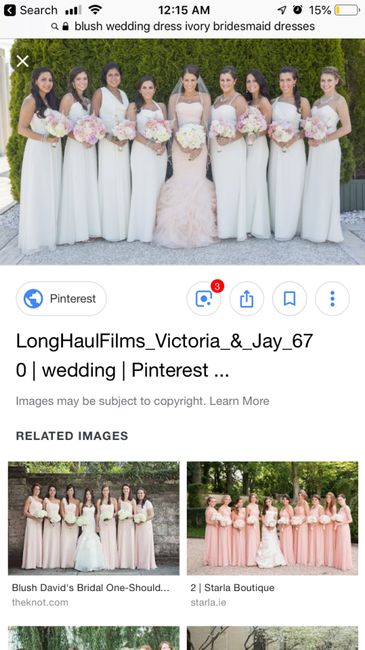 Blush wedding dress but what color bridesmaids? - 1