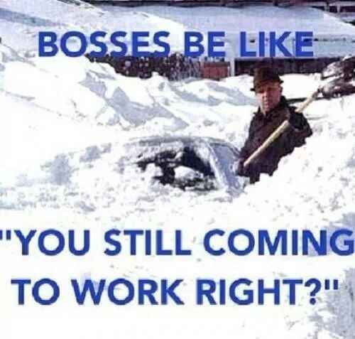 NWR: Did you get affected by the snow and have to work today? Thought you might need a laugh!!!!