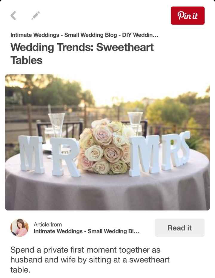 Sweetheart tables? Thoughts?