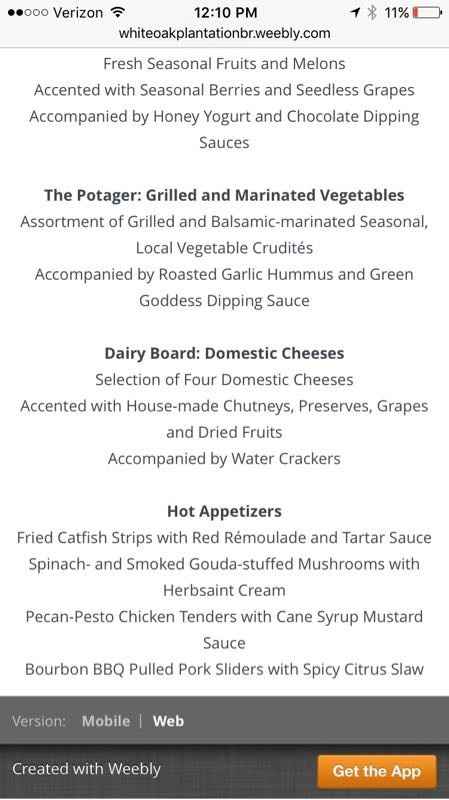 What does your menu consist of?