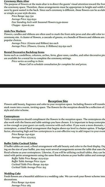 Florist centerpieces