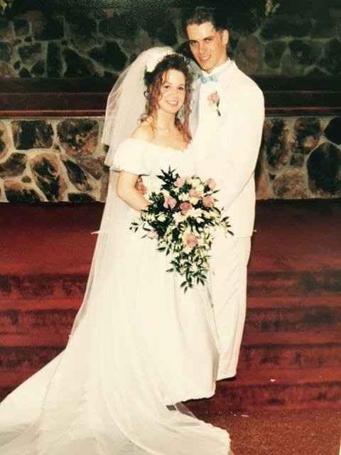 Wearing my original wedding gown