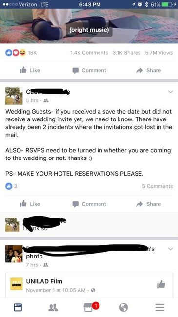 Don't post about your wedding on Facebook!!!