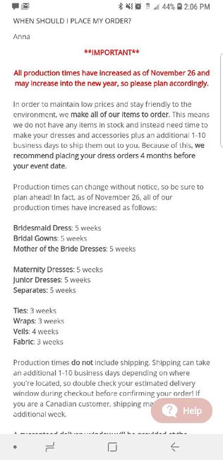 Azazie Increased Production Time 1