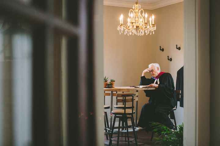 Preparations (grandfather preparing for the ceremony which he officiated)