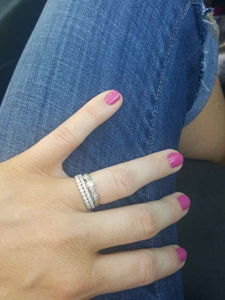 Stacked wedding bands.