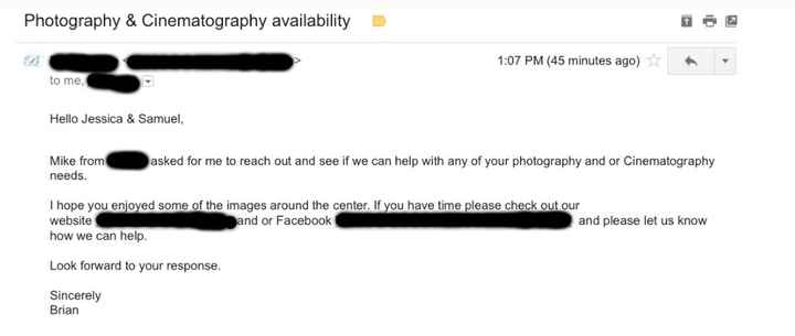 Vendor giving out our email