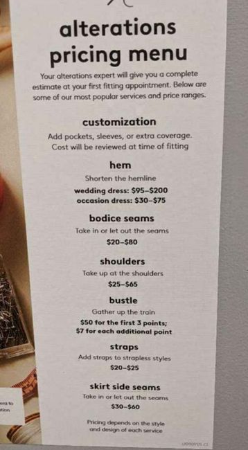 David’s bridal alterations prices - 1