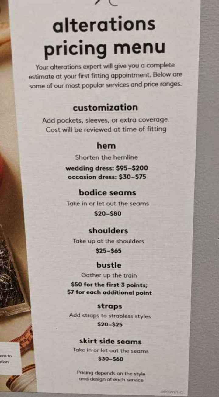 Wedding dress alterations cost store