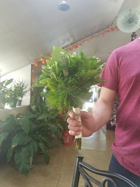 The start of centerpieces and bridal party bouquets!