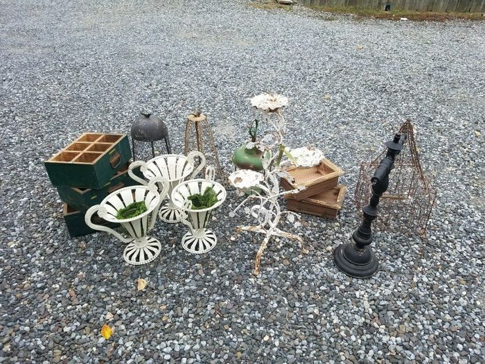The start of centerpieces and bridal party bouquets!