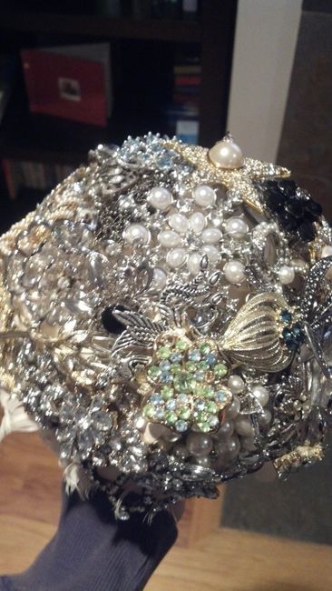 Brooch (and artificial flower) bouquet!