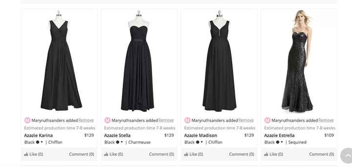 Bridesmaid dresses.