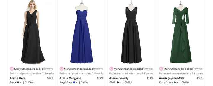 Bridesmaid dresses.