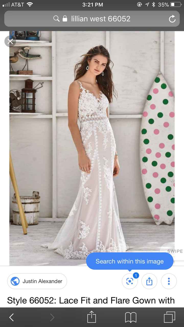 Blush wedding dress with lace - 1