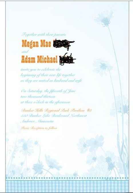 placement of wording on invites