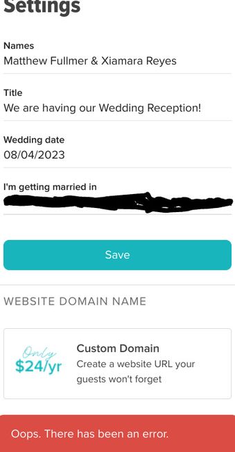 Can't update Welcome page on wedding website 1