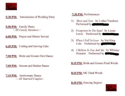 Reception order of events...
