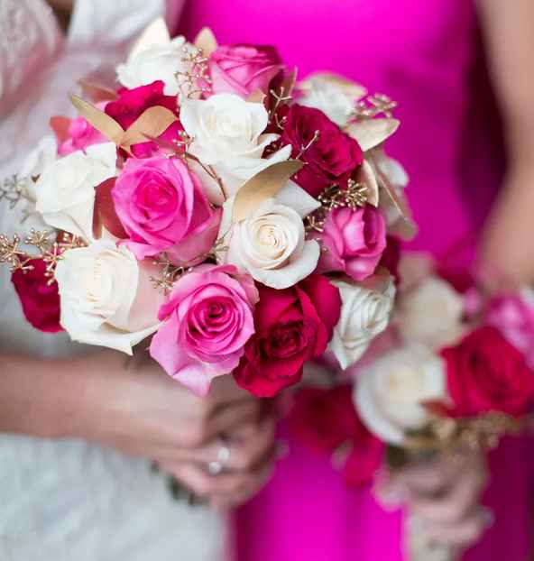 Bold colors with white roses