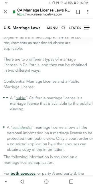 Public or Confidential Marriage License?? California 1