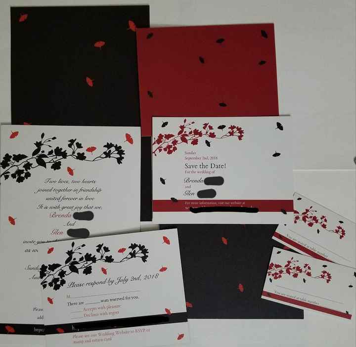 Invitations, save the dates,name place cards and RSVP's