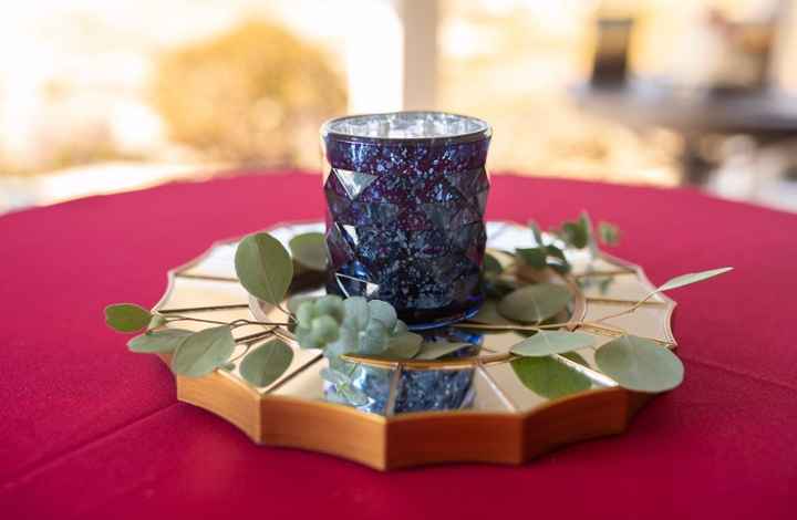 Cocktail tables (literally grabbed the mirrors off my wall at home. Votives from Target dollar spot)