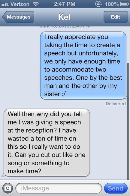BM assumes she's giving a speech *update* BM responds...